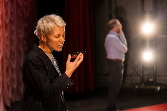 Rebecca Bower and John Leary play a bickering couple – and many other characters – in The Platypus.