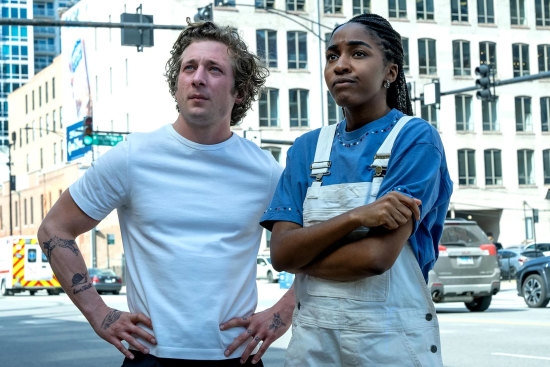 Jeremy Allen White (Carmy) and Ayo Edebiri (Syd) in The Bear.