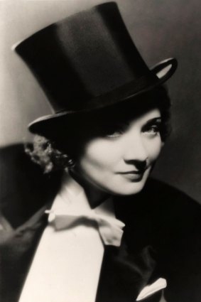 Marlene Dietrich as she appeared in Morocco, the film in which she famously kissed a woman on the lips