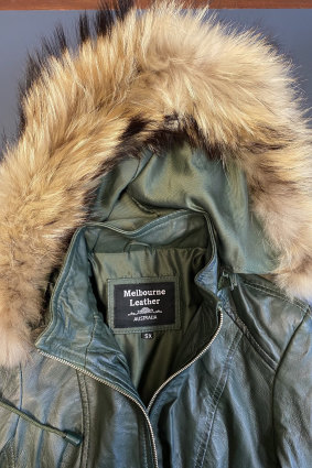 This jacket sold at the Queen Victoria Market was labelled as 100 per cent leather and polyester but its fur trimmed hood was found to contain raccoon dog fur.