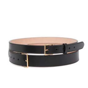 A $1100 Alexander McQueen double-buckle belt.