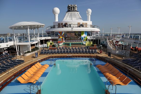 The lido or, more commonly these days, pool deck on board Royal Caribbean’s Anthem of the Seas.