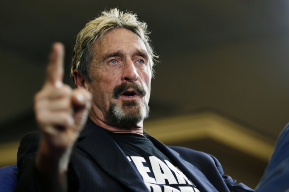 Internet security pioneer John McAfee, pictured in 2015, is accused of evading taxes and failing to file tax returns in the US.