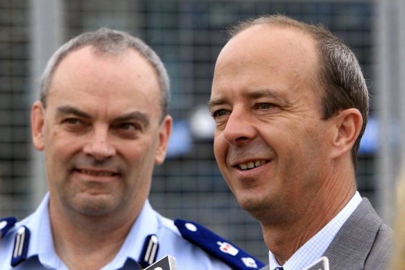 Australian Grand Prix Corporation boss Andrew Westacott (right).