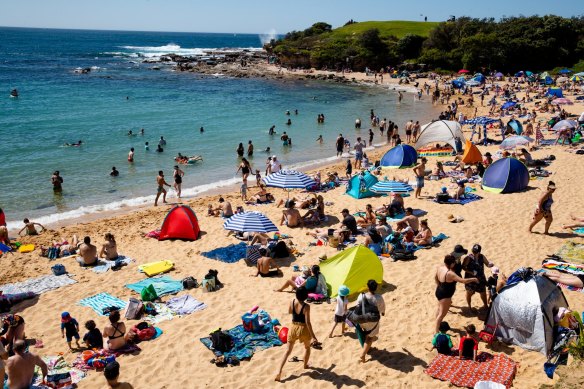 Little Bay Beach was filled with people, leading locals to say they only see it this busy on Christmas and new year.