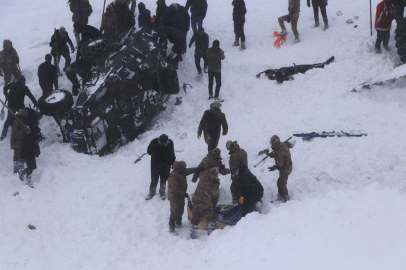 Dozens of rescue workers are missing after being hit by the second avalanche. 
