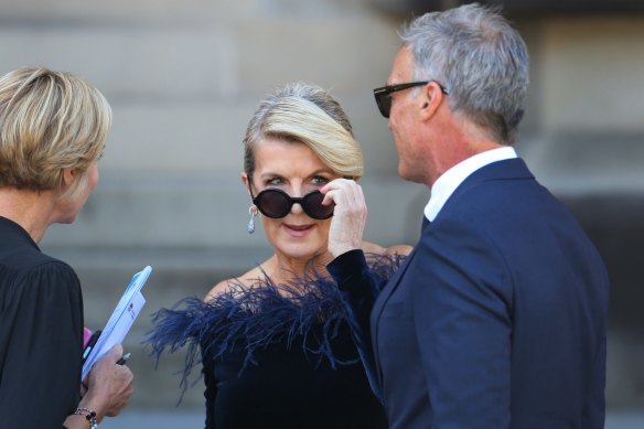 Former foreign minister Julie Bishop attends the state funeral for Carla Zampatti.