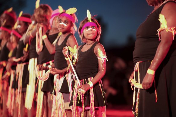 Indigenous performances celebrate the closure of the Uluru climb.
