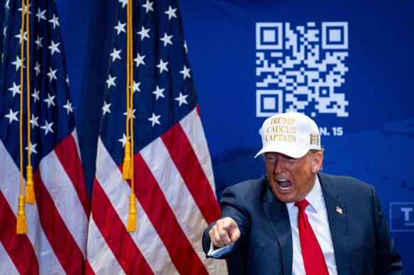 Donald Trump at a campaign event at Simpson College in Indianola.