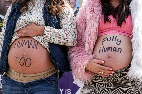 Pro-life supporters outside the US Supreme Court in Washington last week. The issue will play a role in the US election.