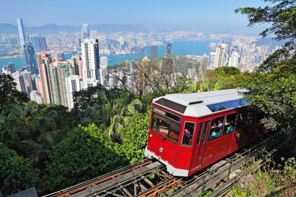 Breathtaking outlooks from Hong Kong’s The Peak tram railway.