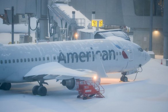 An American Airlines plane at LaGuardia Airport  in New York.