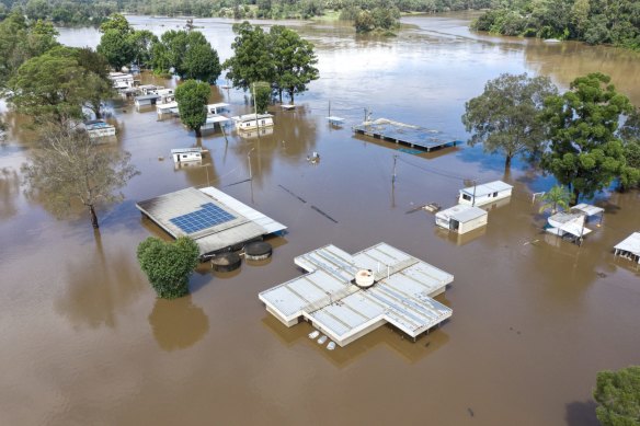Flooding in Cumberland Reach along the Hawkesbury River on Friday. 