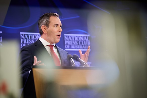 Jim Chalmers at the National Press Club on Wednesday.