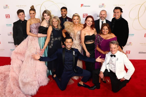 The cast of Neighbours attend the Logie Awards in 2022.