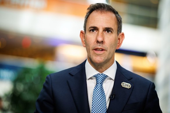 Treasurer Jim Chalmer seen during a TV interview in Washington on Thursday.