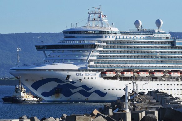 Cruise ship Ruby Princess in April 2020. 