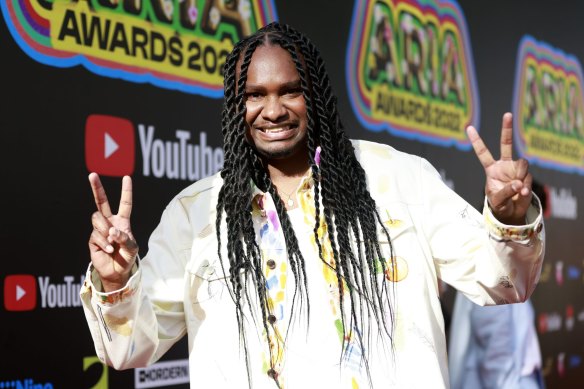 Baker Boy, all smiles at the 2022 ARIA Awards at the Hordern Pavilion in Sydney.