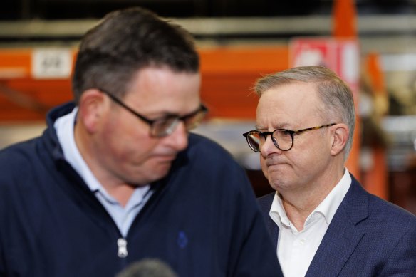 Premier Daniel Andrews and Prime Minister Anthony Albanese in Melbourne during the federal election campaign.