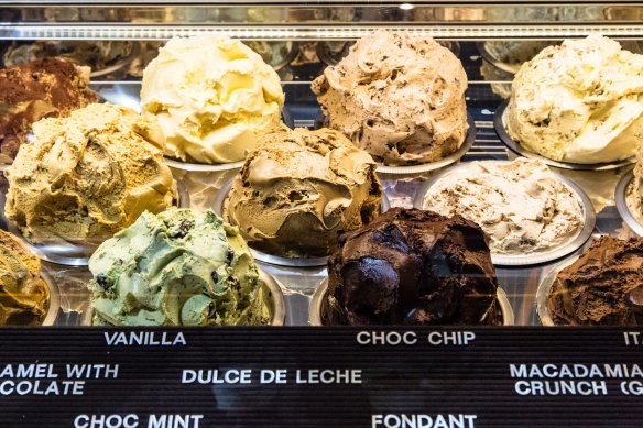 The flavours on offer at Gelato Messina.