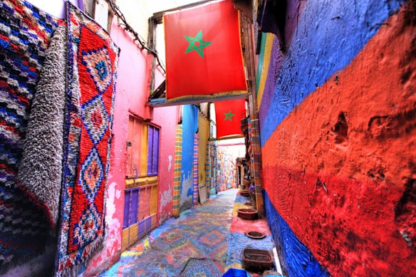 Laneway street art in the medina of Fes in Morocco.