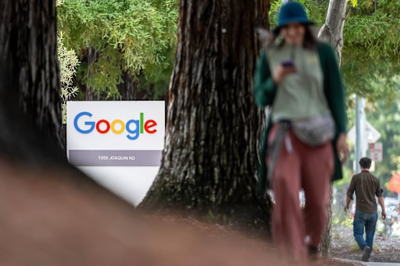 Signage at Google’s headquarters in California earlier this year.
