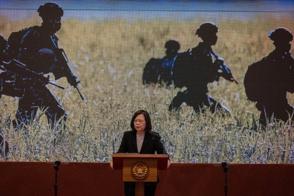 Taiwan’s President Tsai Ing-wen during a news conference at the Presidential Palace in Taipei on Tuesday.