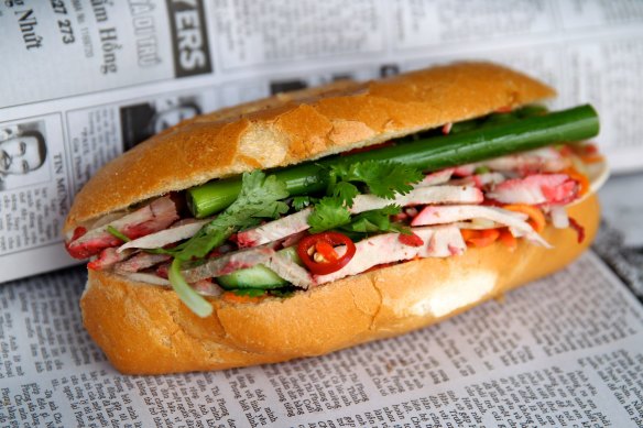 A classic pork roll from the Marrickville Pork Roll shop. 