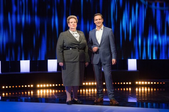 Andrew O’Keefe will continue to appear on air for pre-recorded episodes of The Chase Australia (pictured with Anne Hegerty).