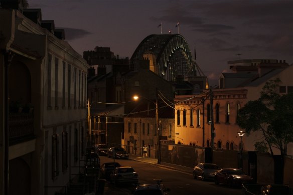 Ghost town: The Rocks at dusk in May.