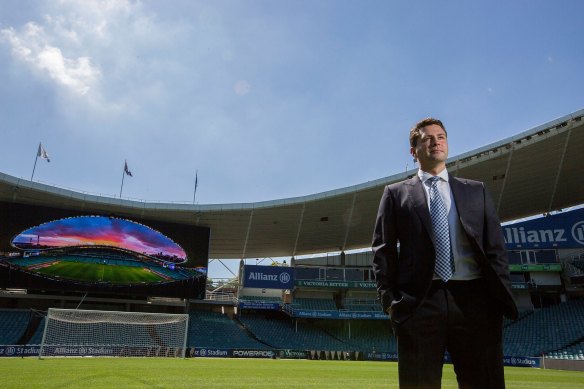 Home patch: Sydney FC chairman Scott Barlow at Allianz Stadium.