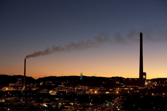 Lead and copper smelters dominate the skyline of Mount Isa.