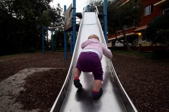 In the 1970s, the slippery dip was a gleaming metal tower.