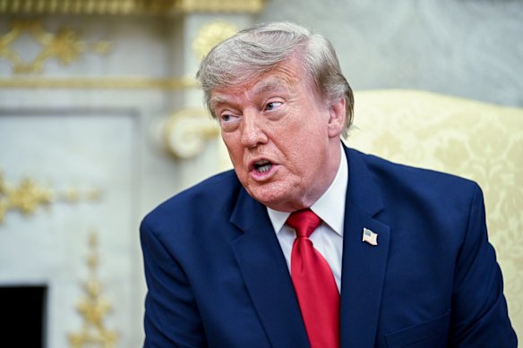US President Donald Trump in the Oval Office on Tuesday.