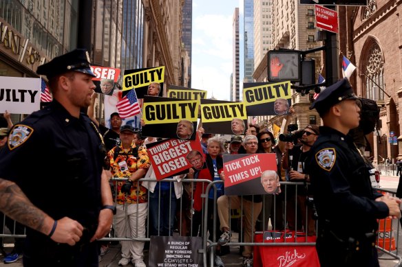 Protesters outside Trump Tower as Donald Trump spoke.