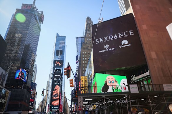 Skydance signage in Times Square, New York, this week.