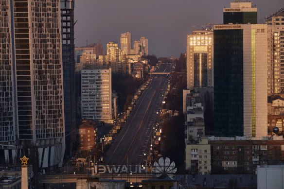 The streets of Kyiv were largely quiet on Monday morning.