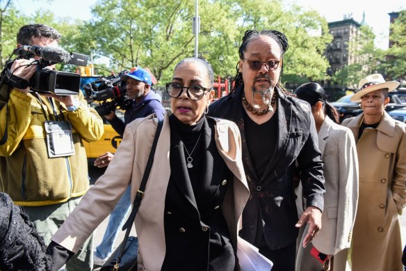 Kathryn Griffin-Townsend, daughter of Ed Townsend who co-wrote the song “Let’s Get It On,” center, arrives at federal court in New York, US, on Tuesday.