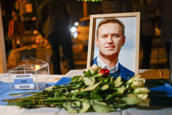 A vigil for Russian activist Alexei Navalny in Munich, Germany.