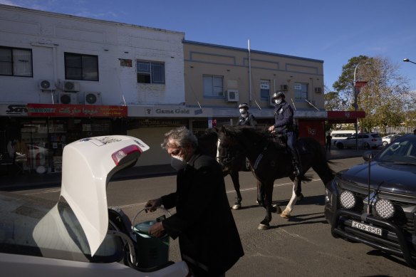 Mounted police patrol in Fairfield on July 17. 