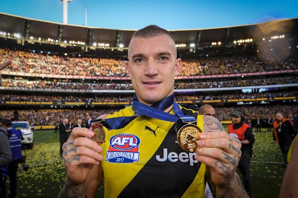 Against the backdrop of contract uncertainty, Dustin Martin had a superb year in Richmond’s drought-breaking 2017 premiership.
