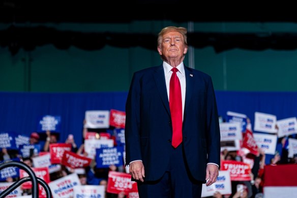 Former US president Donald Trump at a rally in Greensboro, North Carolina.