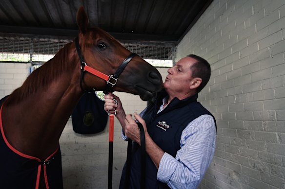 Trainer Grahame Begg with his former stable star Written By.