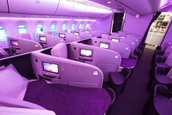 Air New Zealand’s Business Premier cabin has a herringbone design.