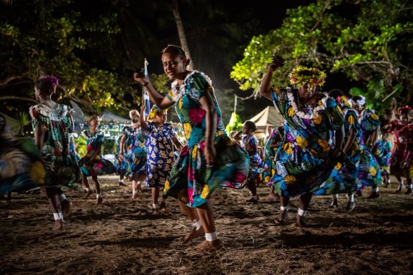 Traditional Meriam dancing during celebrations to mark the 30th anniversary of the High Court native title decision.