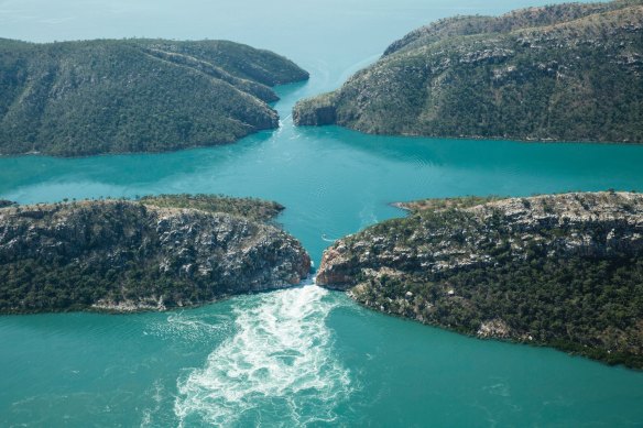 Horizontal Falls are an unusual natural phenomenon where giant tidal flows cause waterfalls on the ebb and flow of each tide.