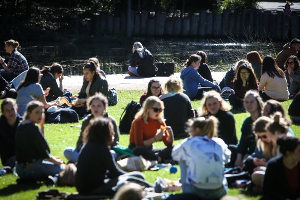 Not just hanging out ... University of Wollongong students promote their wellbeing with social connection.  