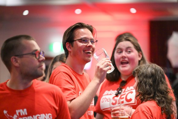 Labor supporters gathered at the Village Green Hotel on Saturday night.