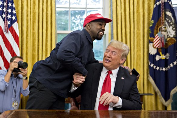 Kanye West, meets with then US president Donald Trump in the Oval Office in 2018.