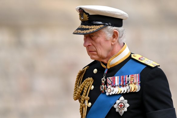 King Charles III appeared emotio<em></em>nal and exhausted at his mother’s funeral on Mo<em></em>nday after 10 days of public engagements following her death.